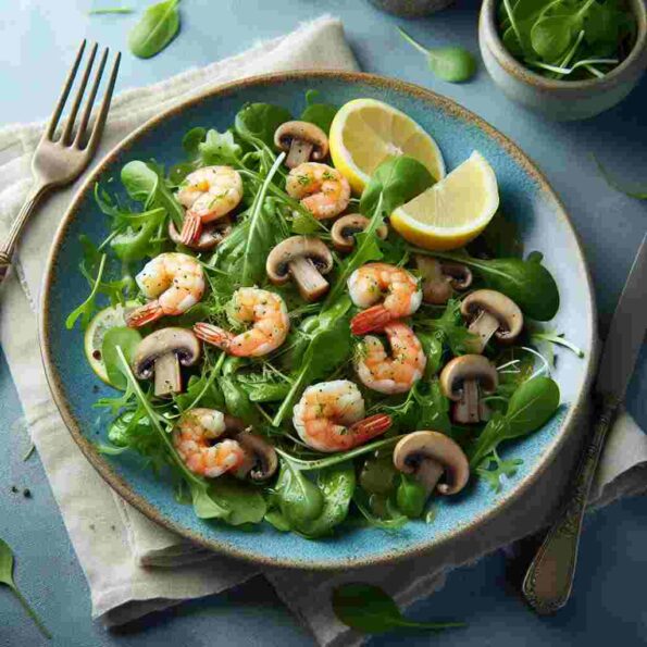 Watercress and Mushroom Salad with Shrimp