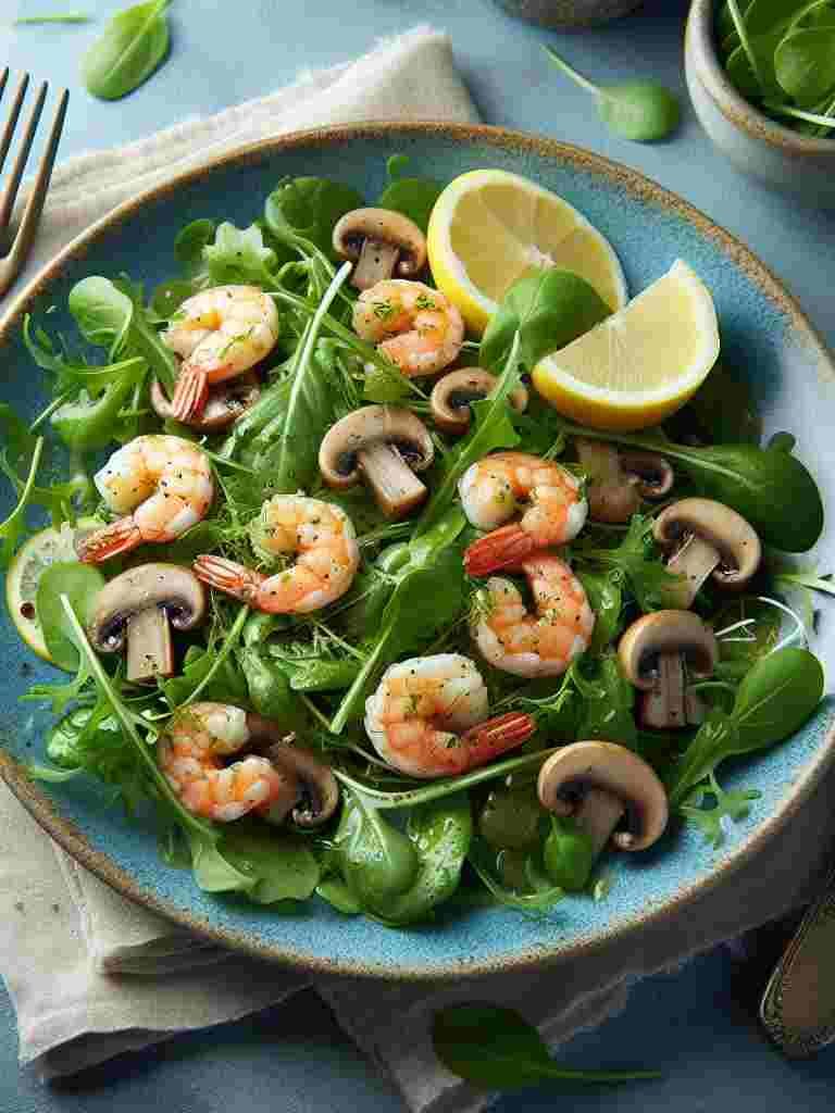 Watercress and Mushroom Salad with Shrimp